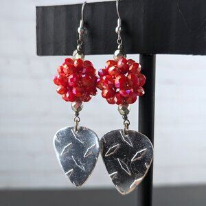 Upcycled Silver Guitar Pick Earrings